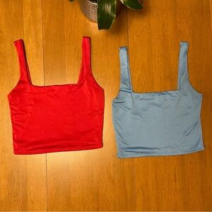 Red and Blue Women's Crop Tops